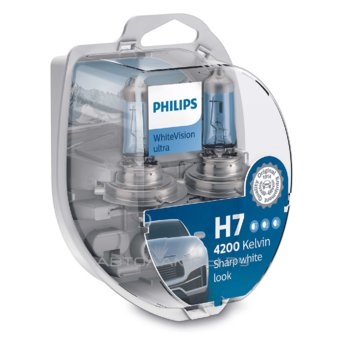 H7 12V- 55W (PX26d) (абсолютно белый свет+увелич. срок службы) WhiteVision ultra +W5W (2шт.) 12972WVUSM