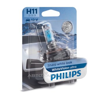H11 12V- 55W (PGJ19-2) (абсолютно белый свет+60% вид.) WhiteVision ultra блистер (1шт.) 12362WVUB1